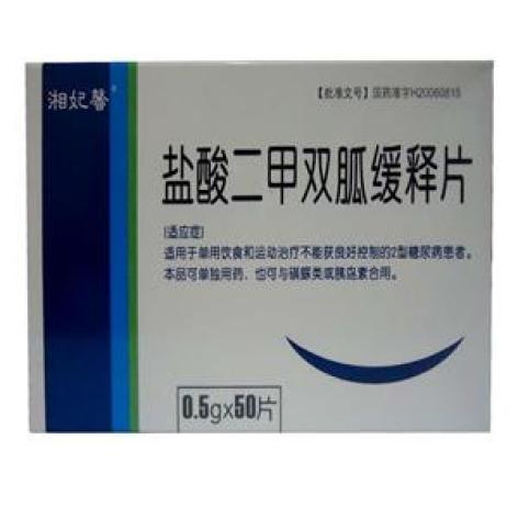 盐酸二甲双胍缓释片(湘妃馨)包装主图 盐酸二甲双胍缓释片(湘妃馨)包装主图