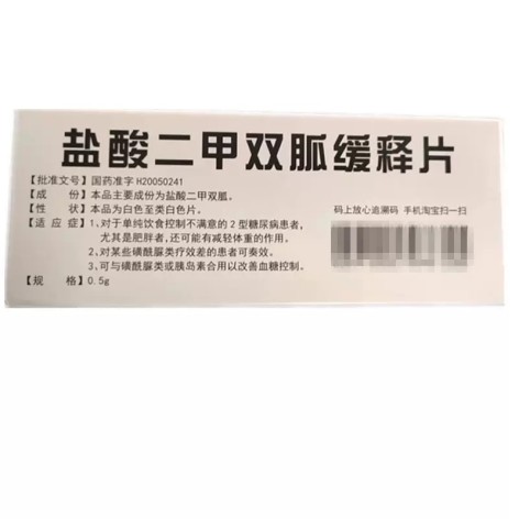 盐酸二甲双胍缓释片(言诺欣)包装侧面图2