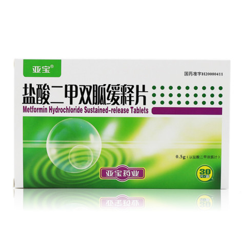 盐酸二甲双胍缓释片(亚宝)包装侧面图5 盐酸二甲双胍缓释片(亚宝)包装侧面图5