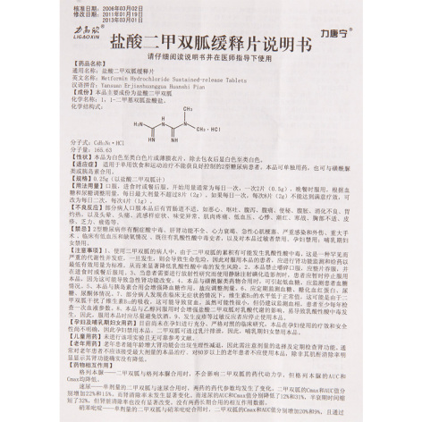 盐酸二甲双胍缓释片(力唐宁)包装侧面图3