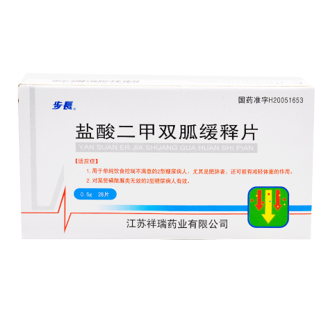 盐酸二甲双胍缓释片(步長)包装侧面图2 盐酸二甲双胍缓释片(步長)包装侧面图2