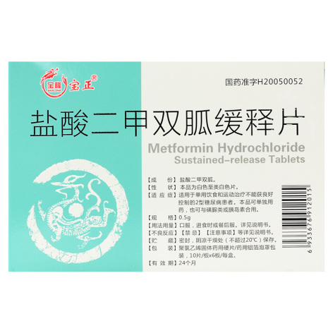 盐酸二甲双胍缓释片(宝隆宝正)包装侧面图2