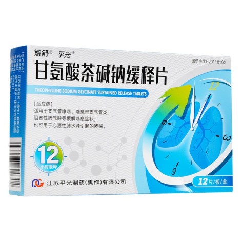 甘氨酸茶碱钠缓释片(解舒)包装侧面图2 甘氨酸茶碱钠缓释片(解舒)包装侧面图2