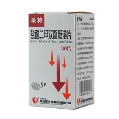 盐酸二甲双胍肠溶片(圣特)包装主图 盐酸二甲双胍肠溶片(圣特)包装主图