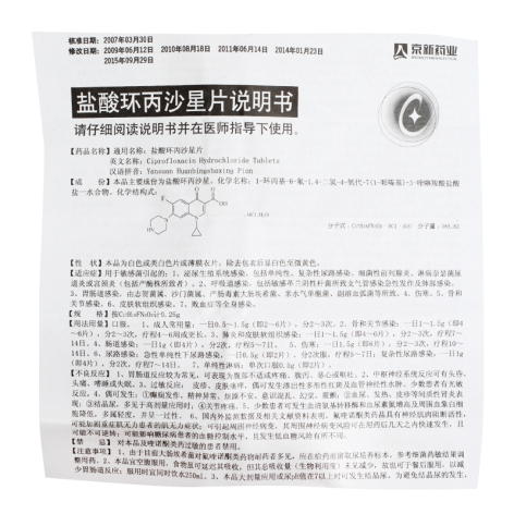 盐酸环丙沙星片(京新)包装侧面图5 盐酸环丙沙星片(京新)包装侧面图5